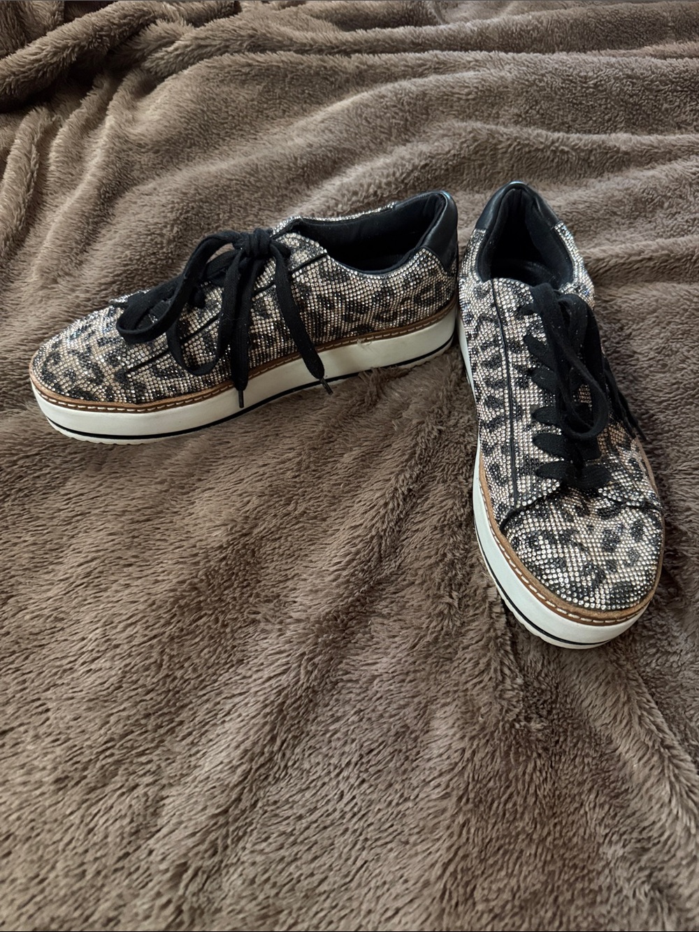Chelsea & Violet Leopard-Pattern Rhinestone Platform Sneakers